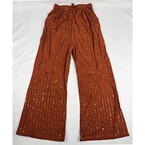 ETEN Sequin Palazzo Pants Wide Leg Lounge Casual Comfy Brown Size‎ M  Boho Chic